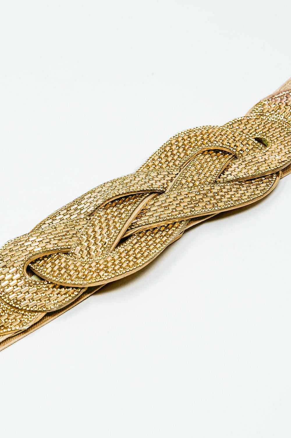 Cintura beige con dettaglio intrecciato oro