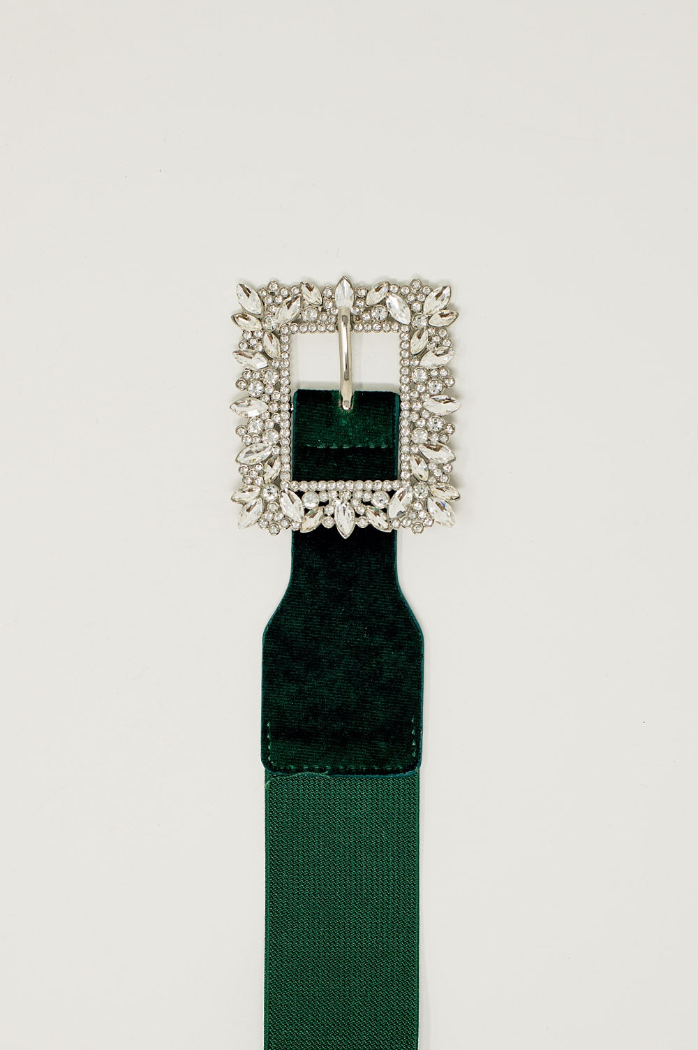 Cintura verde con strass ed elastico regolabile