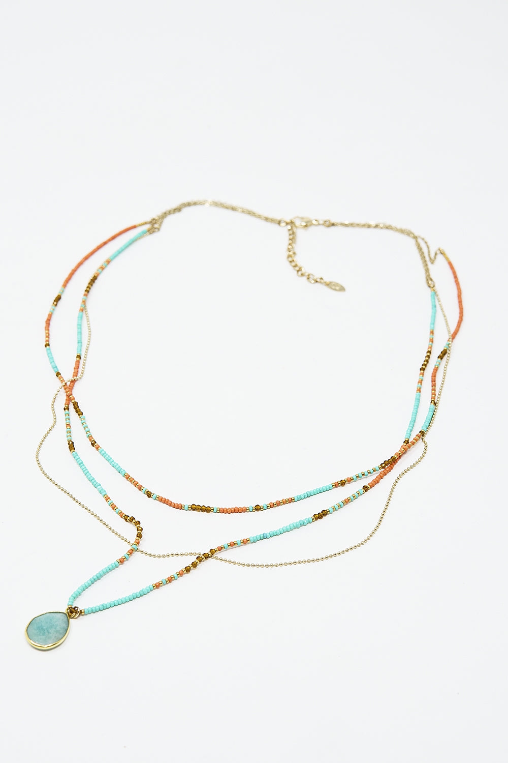 Collana 3 in 1 con perline arancioni e blu