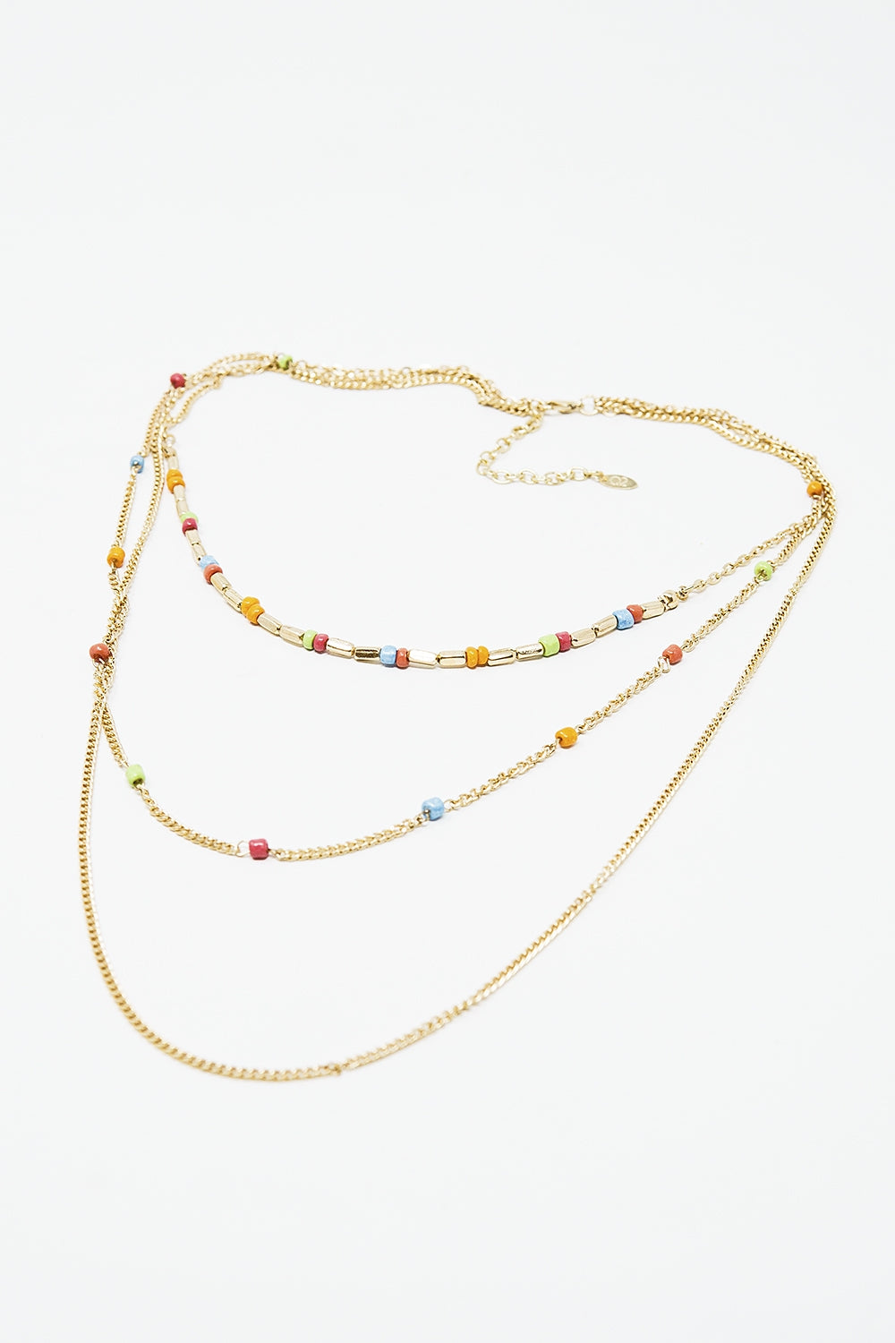 Collana 3 in 1 con perline arcobaleno e sottile catena d'oro