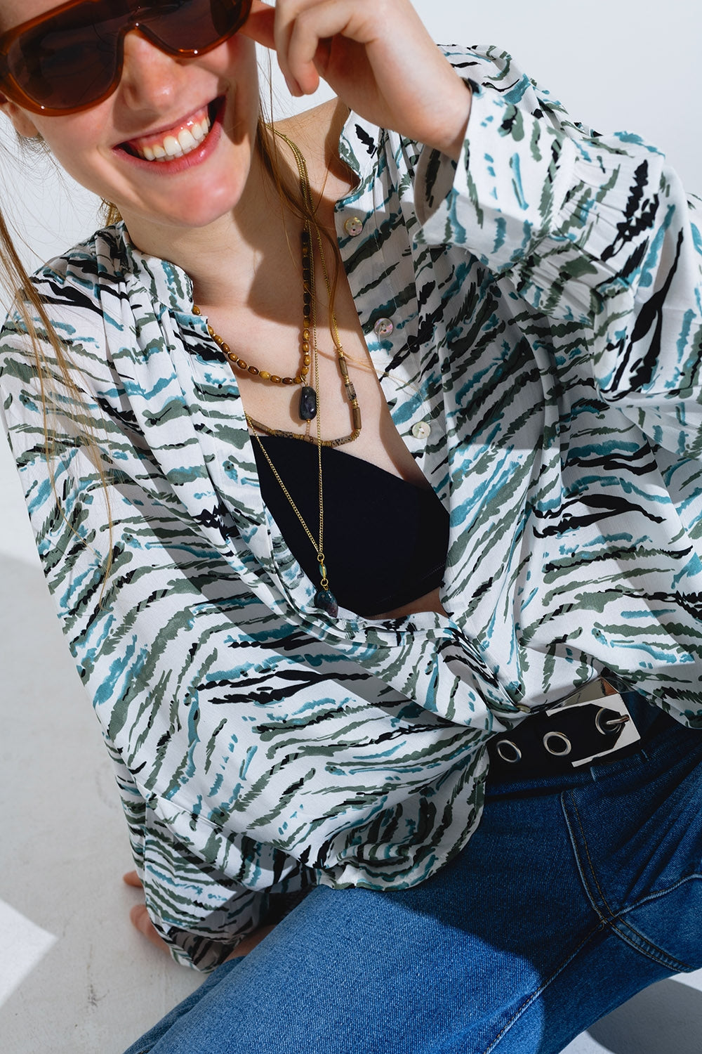 Collana etnica 3 in 1 con grandi pietre e perline naturali