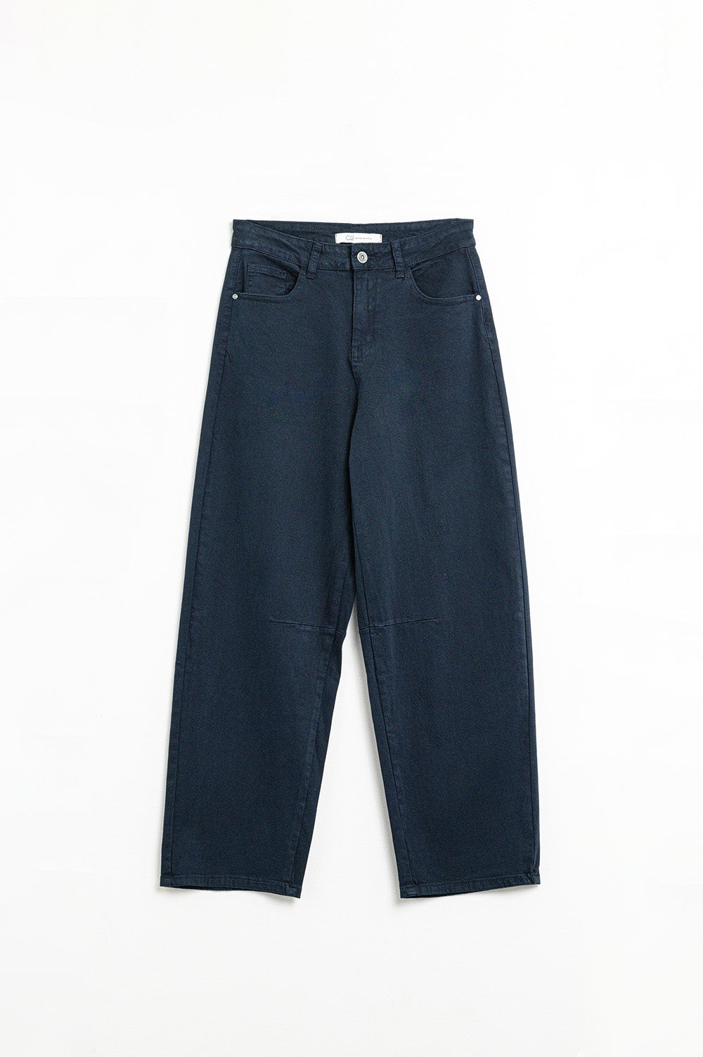 Q2 Comodi jeans elasticizzati con gamba a botte in blu navy