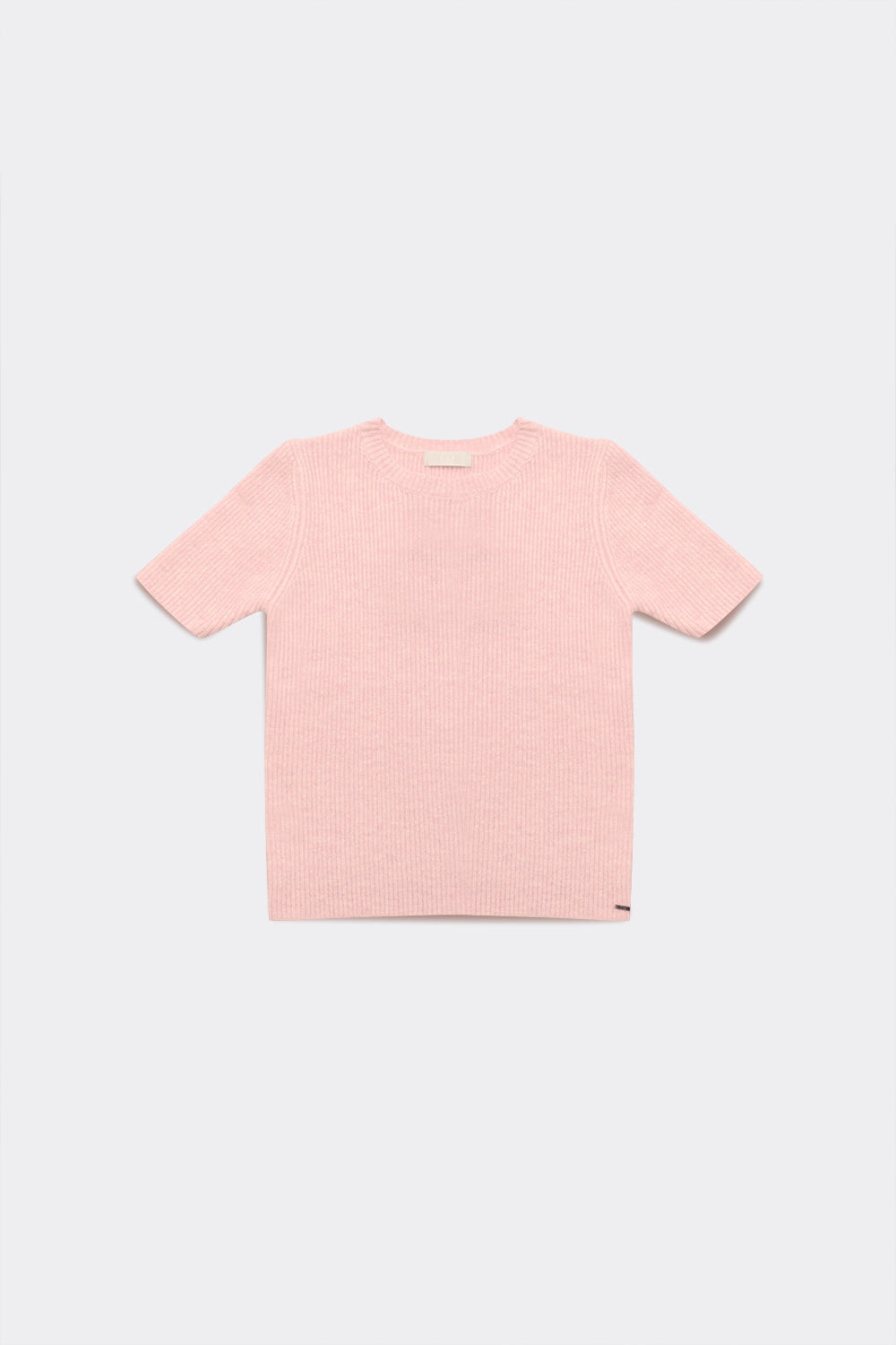 Crop top a maniche corte a coste in rosa