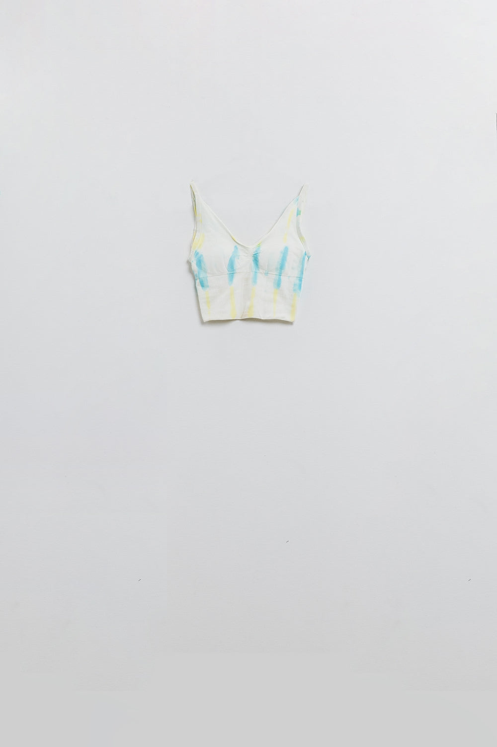 Q2 Crop Top bianco senza cuciture con tinta unita multicolore
