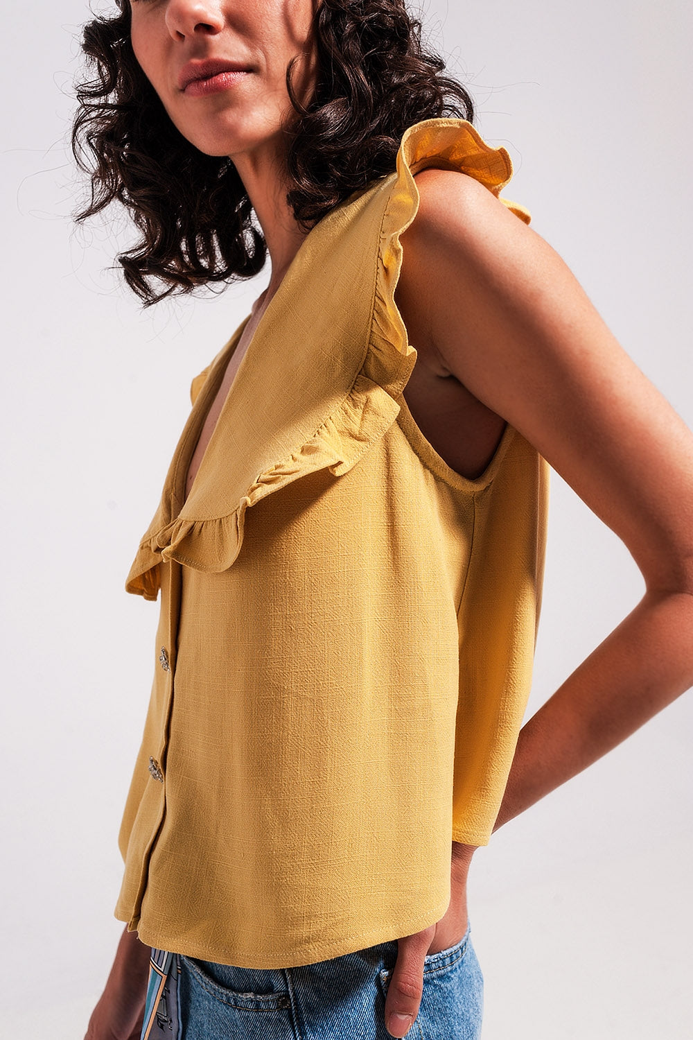 Crop top con colletto peter pan