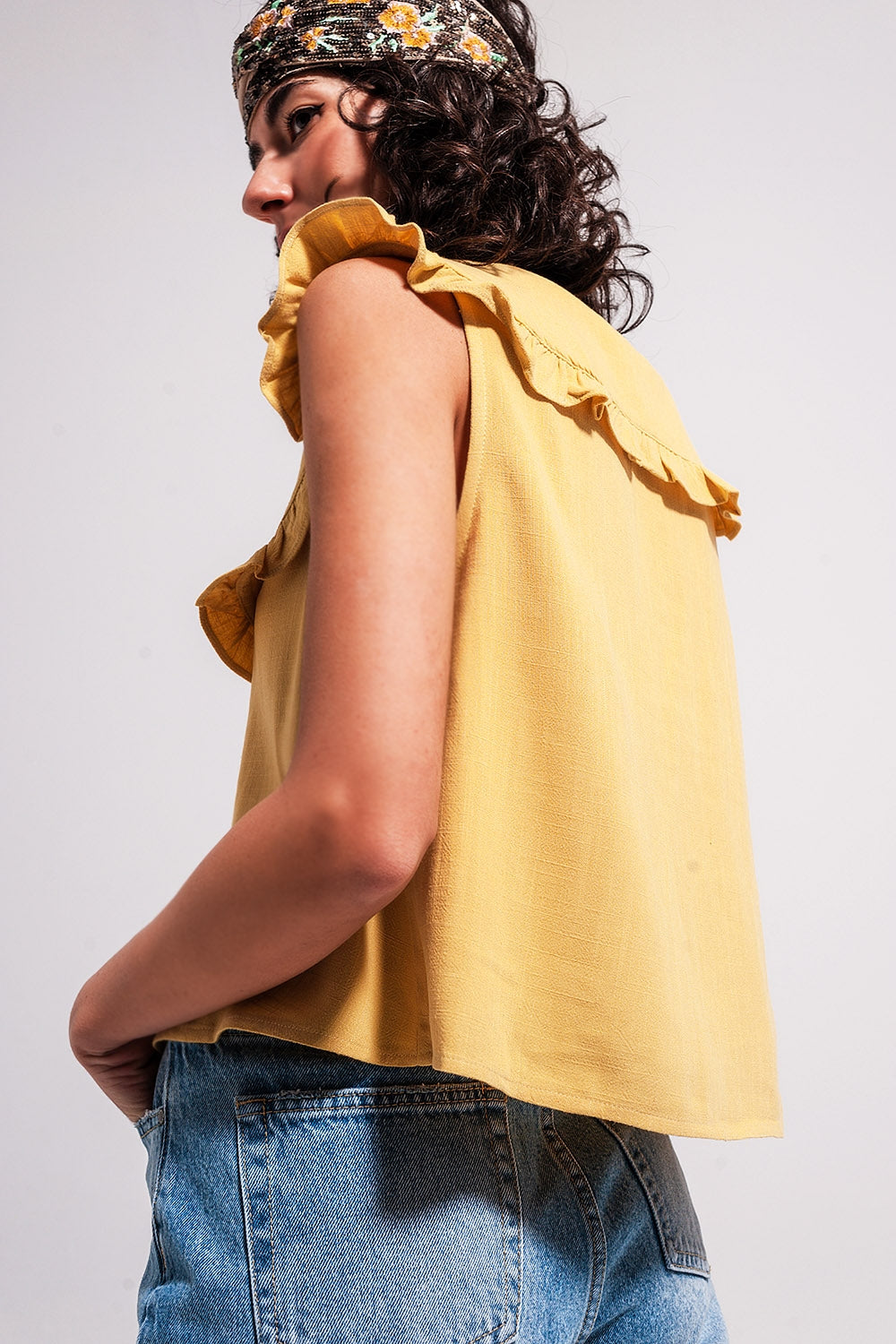 Crop top con colletto peter pan