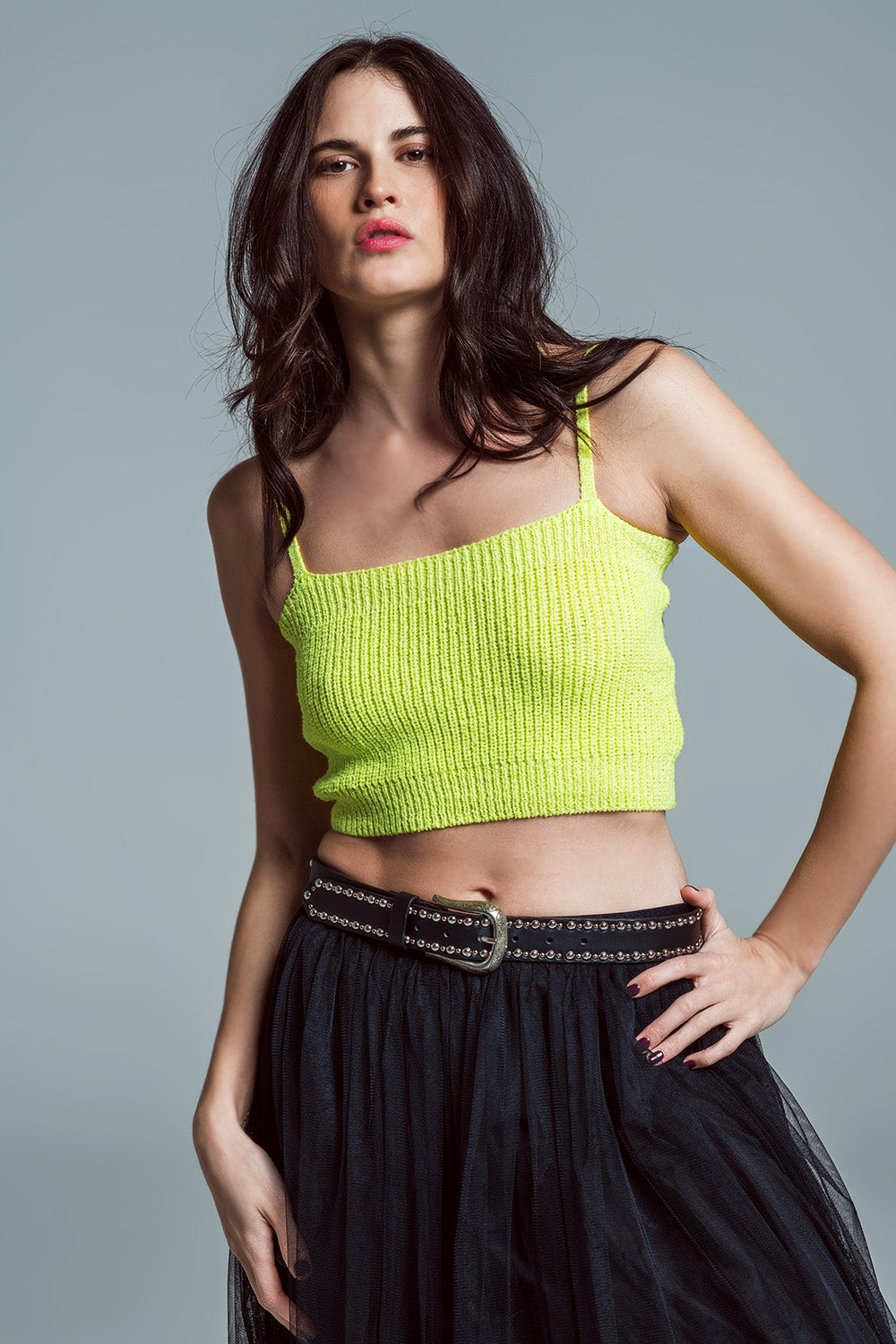 Crop top verde lime con bretelle