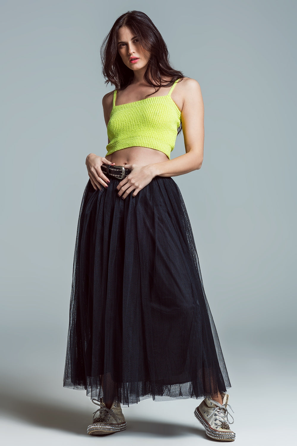Crop top verde lime con bretelle