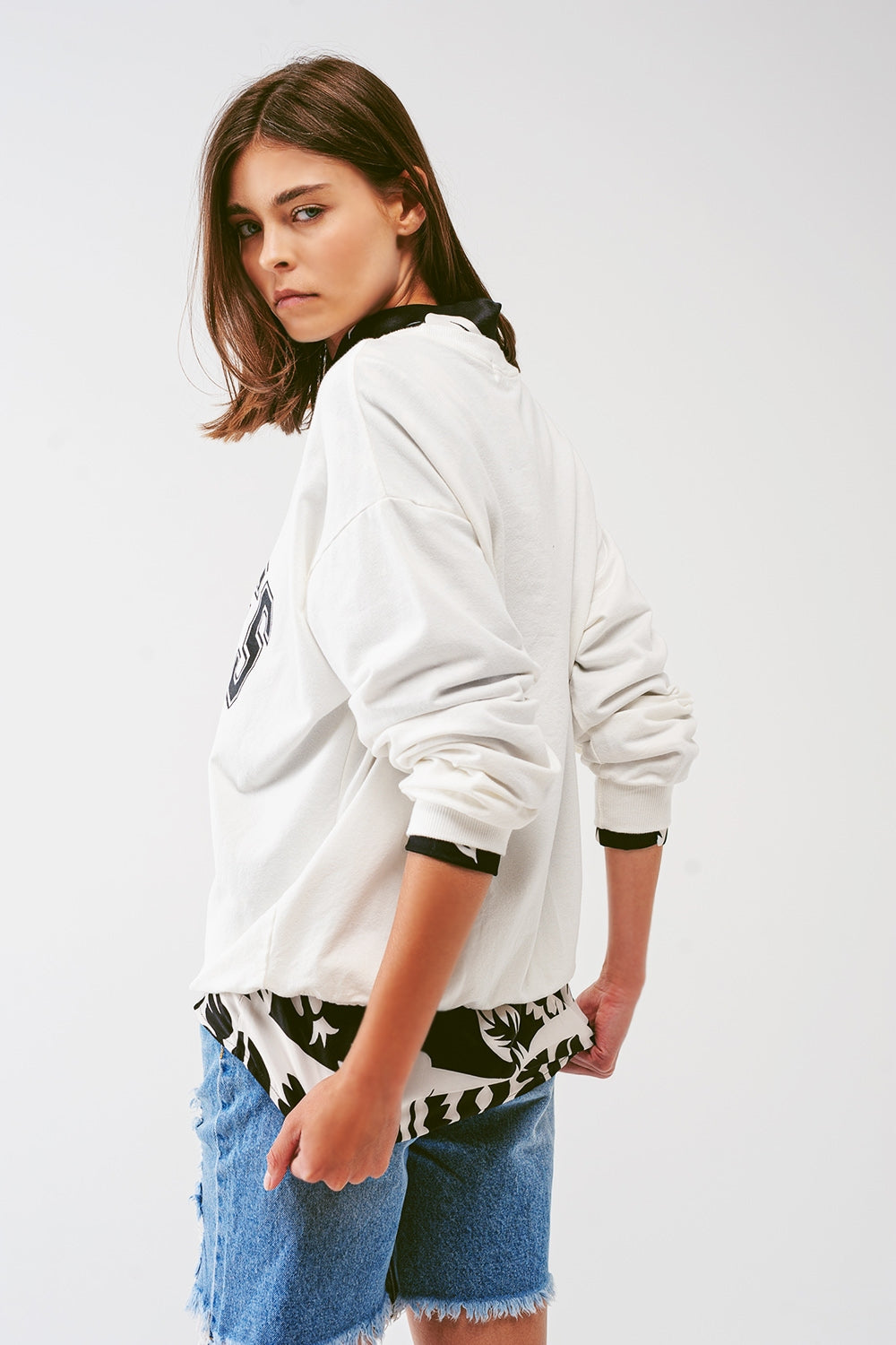 Felpa oversize con testo Los Angeles in bianca