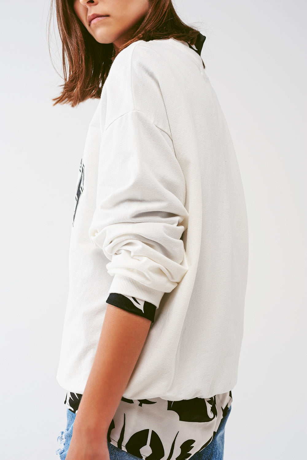 Felpa oversize con testo Los Angeles in bianca