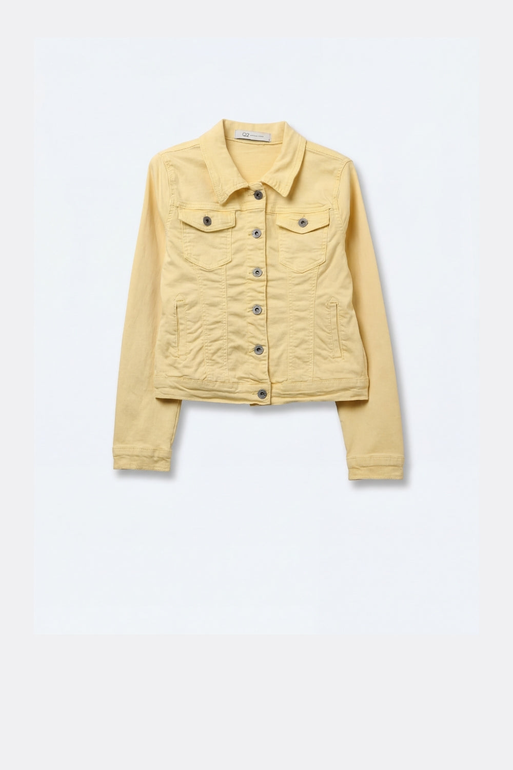 Giacca di Jeans Giallo Burro con Chiusura a Bottoni