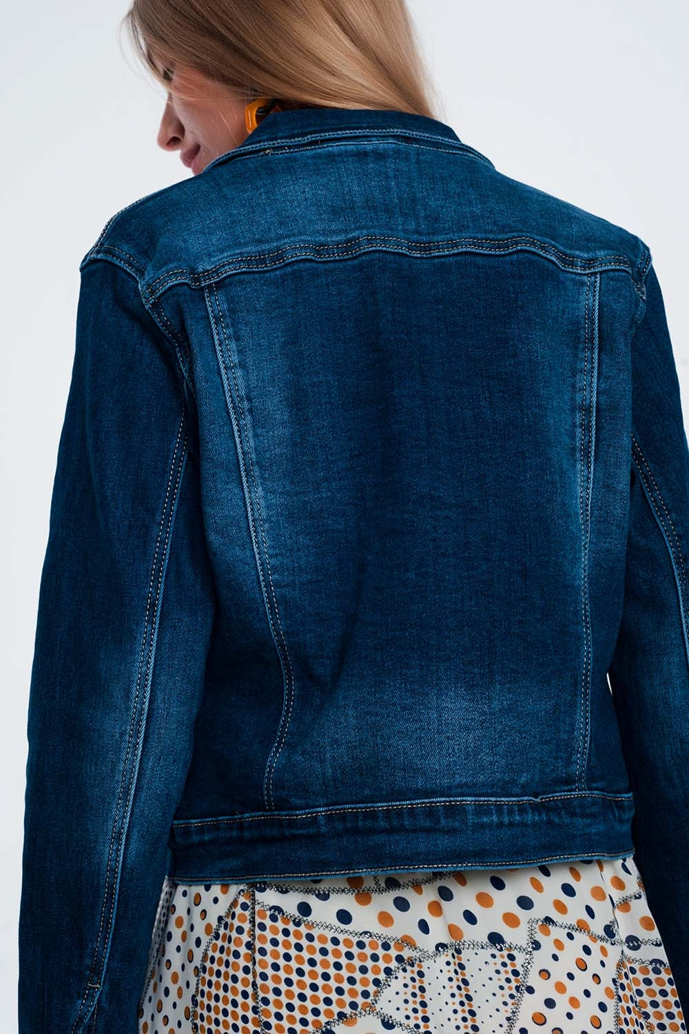Giacca di jeans skinny lavaggio medio stile western