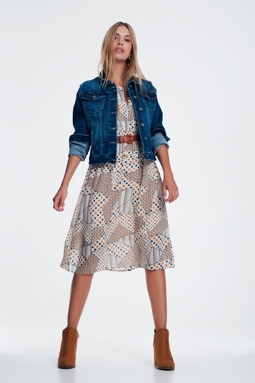 Giacca di jeans skinny lavaggio medio stile western