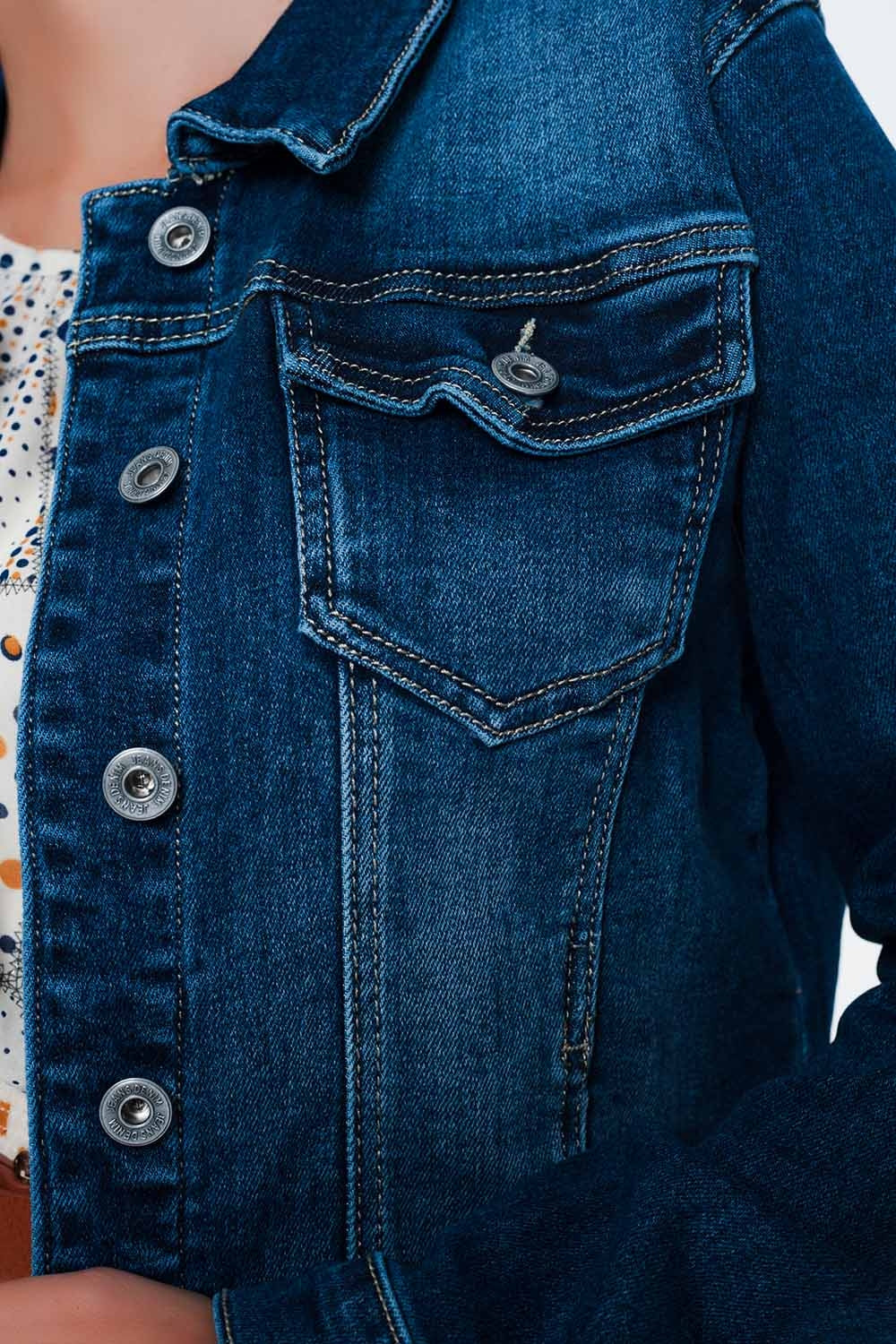 Giacca di jeans skinny lavaggio medio stile western