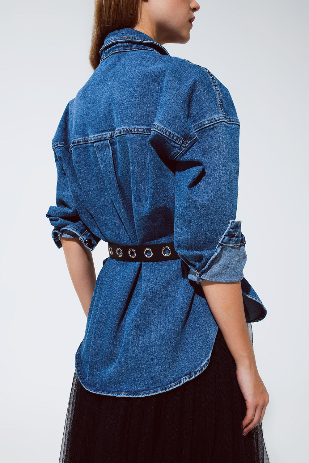 giacca in denim oversize con tasche cargo