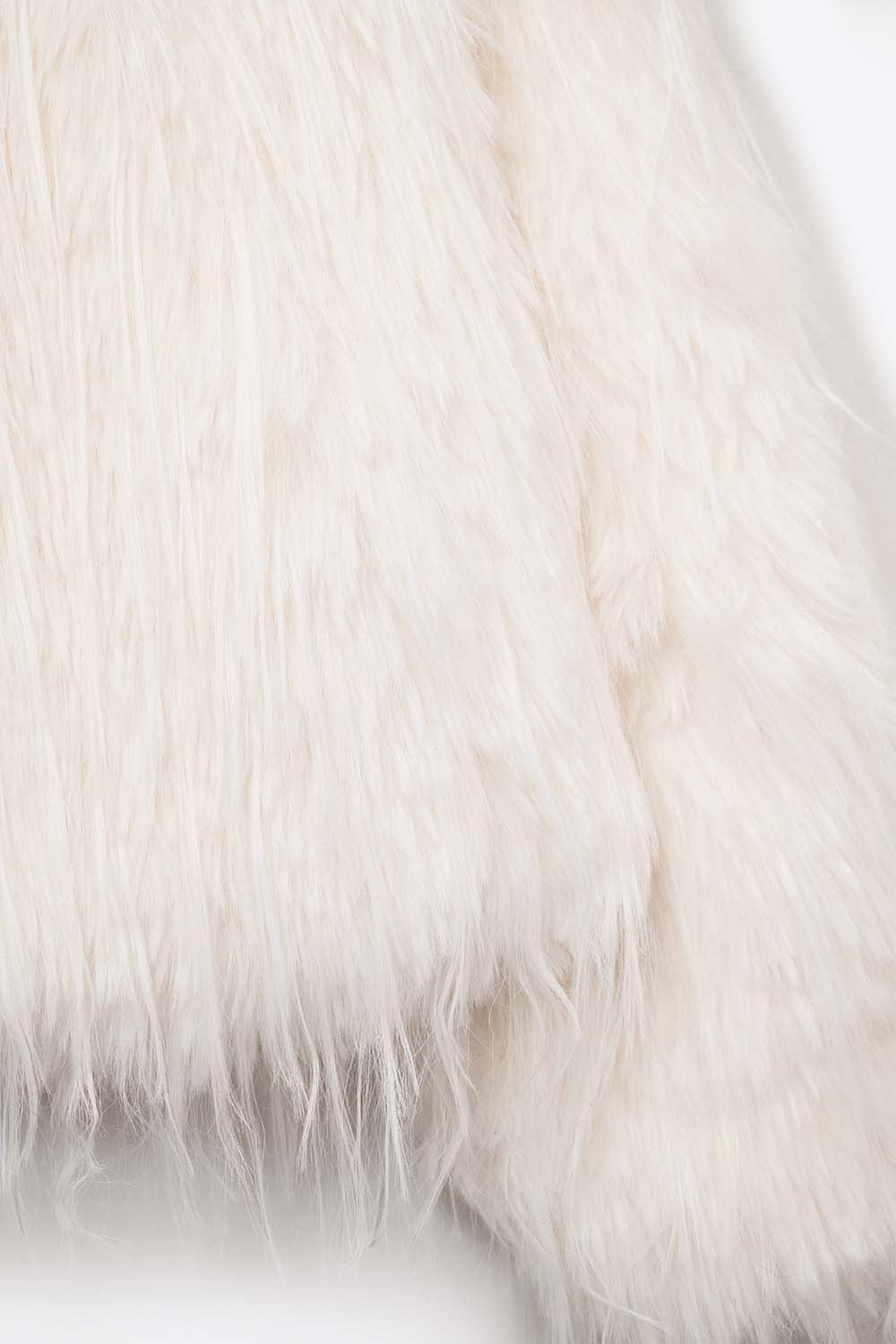 Giacca in pelliccia sintetica bianca senza collo