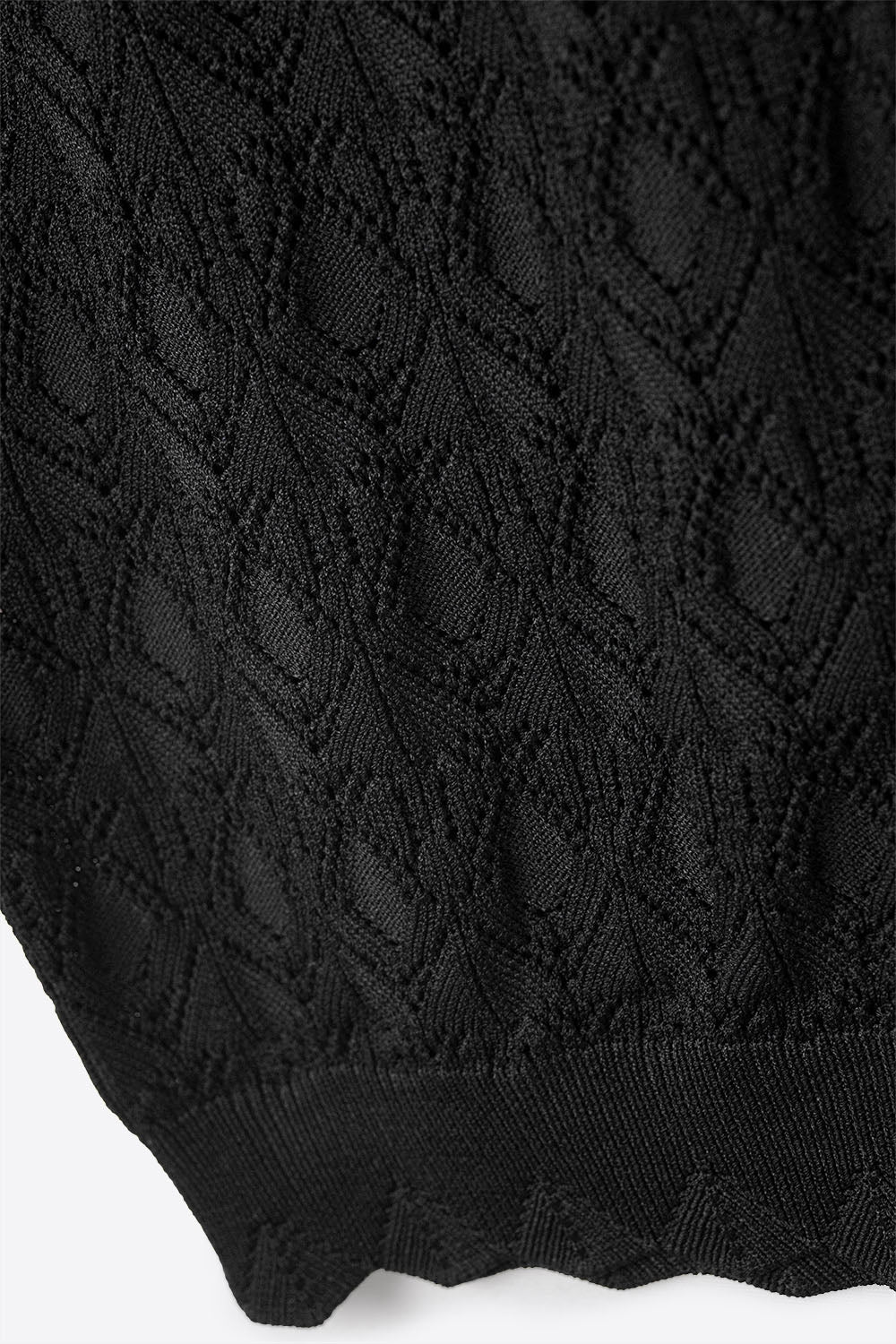 Gilet a Maglia Pointelle con Bordi Smerlati in Nero