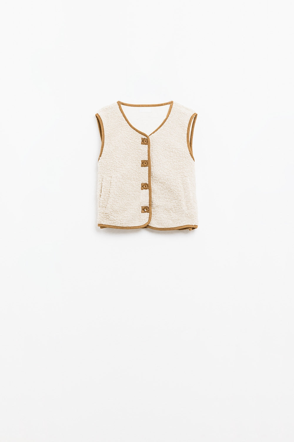 Q2 gilet di peluche in colore beige