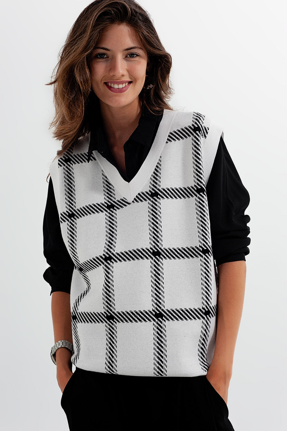 Gilet in maglia con grande tratteggio