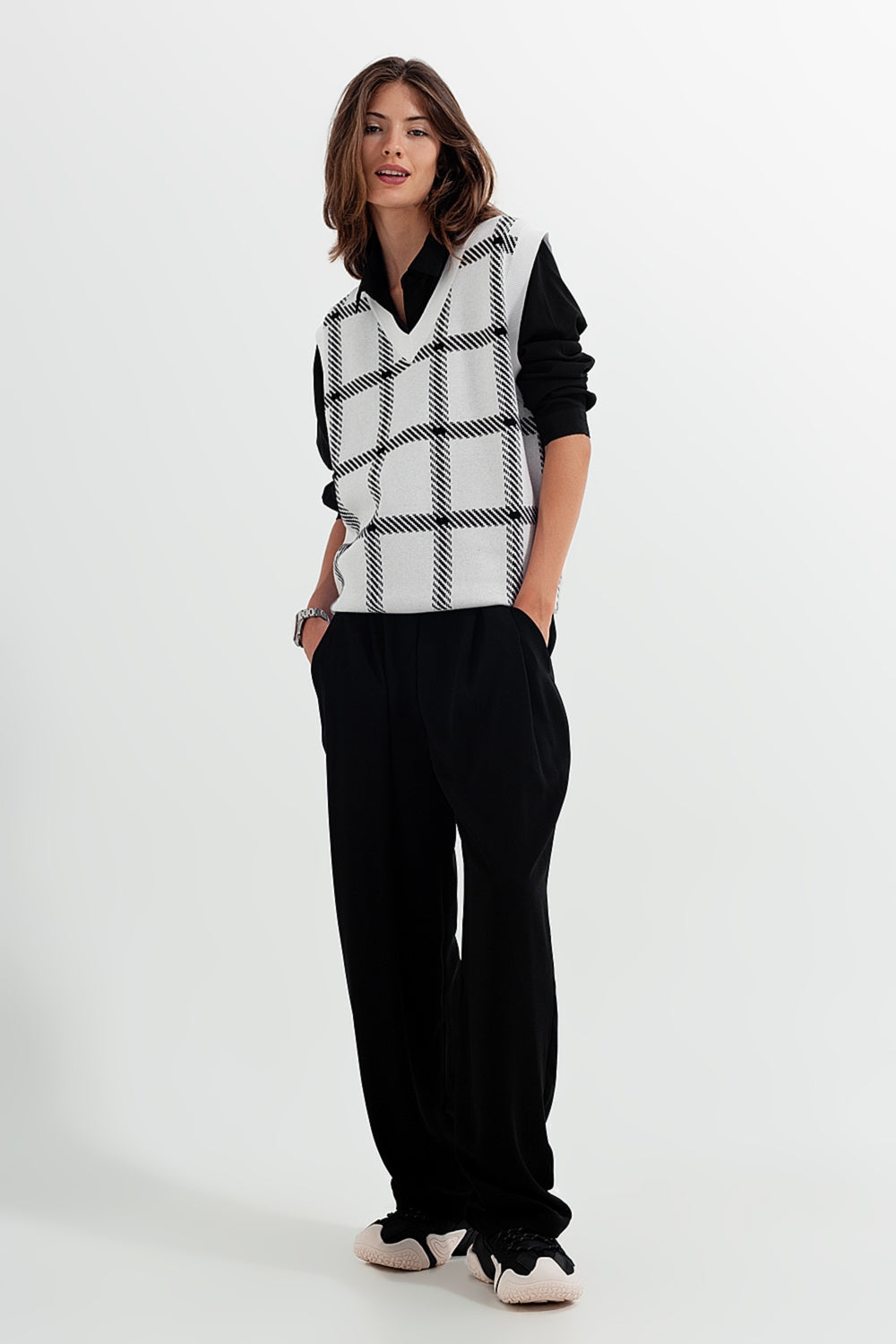 Gilet in maglia con grande tratteggio