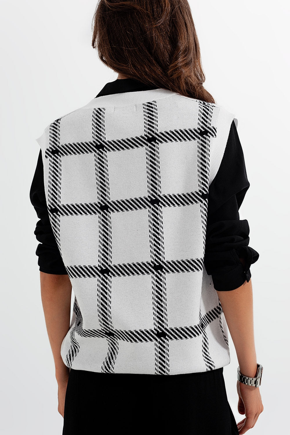 Gilet in maglia con grande tratteggio
