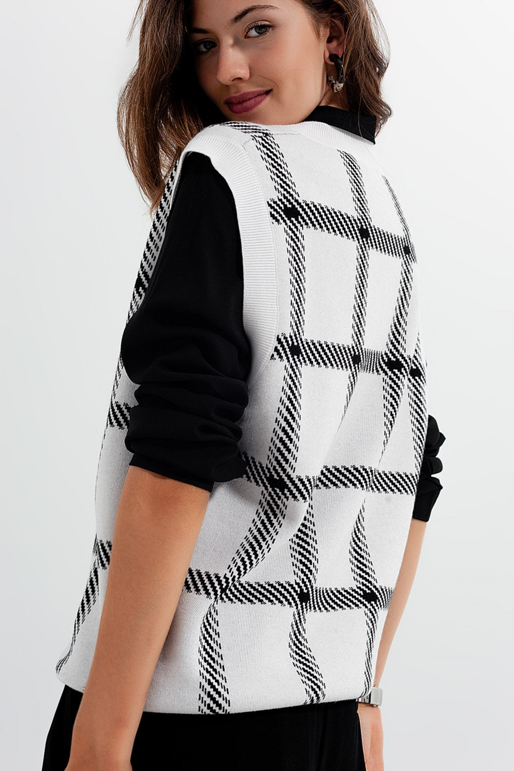 Gilet in maglia con grande tratteggio