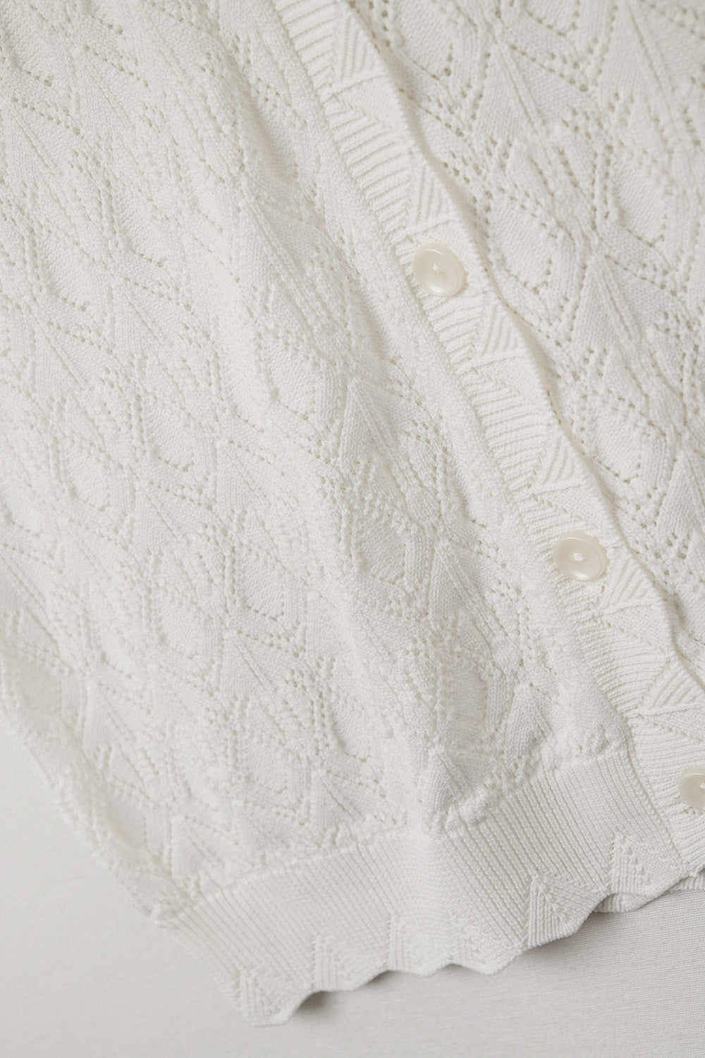 Gilet in Maglia Pointelle con Bordi Smerlati in Bianco