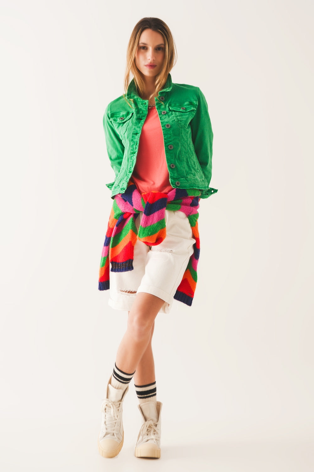 Giubbotto di jeans slim in verde