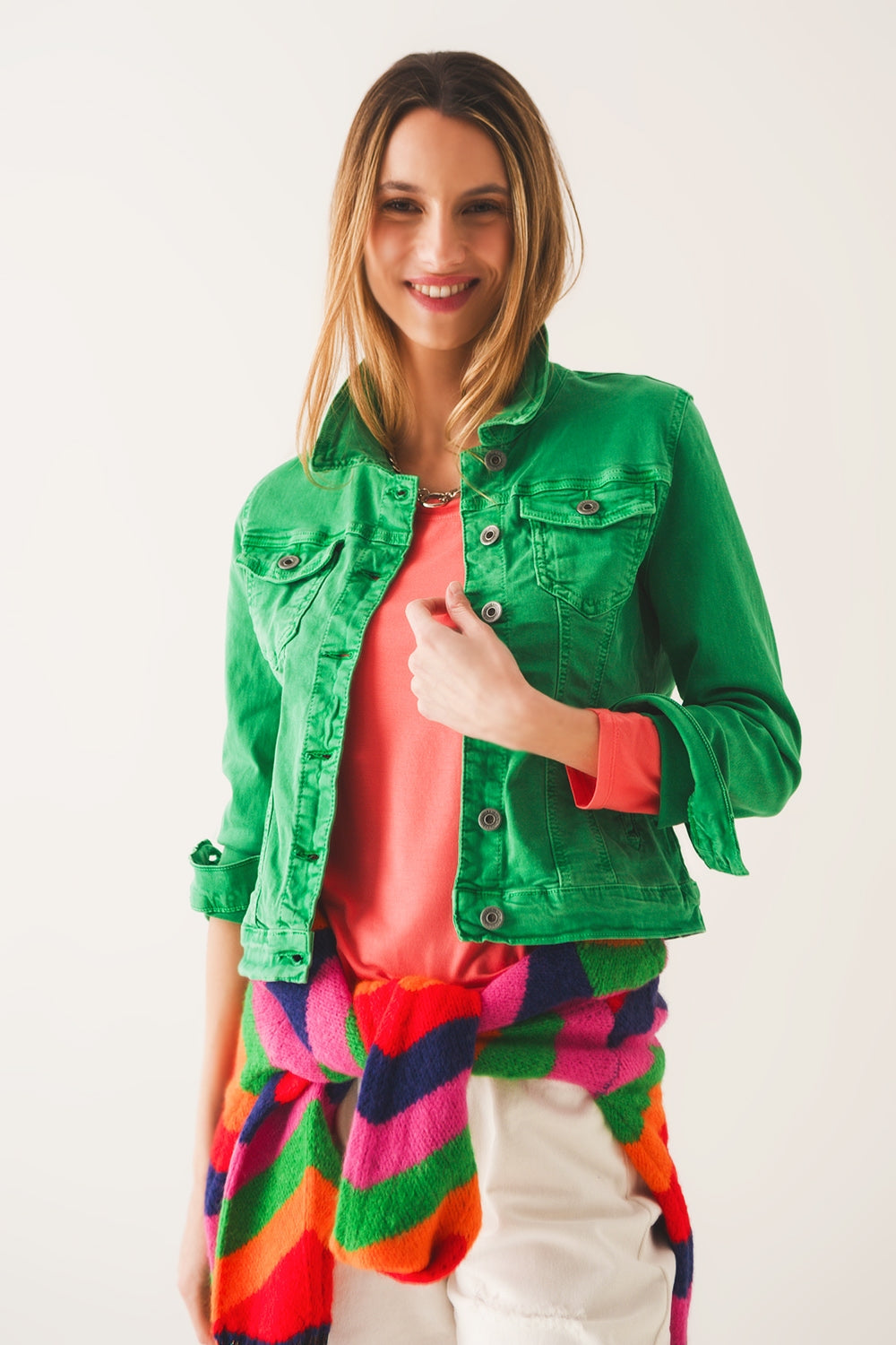 Giubbotto di jeans slim in verde
