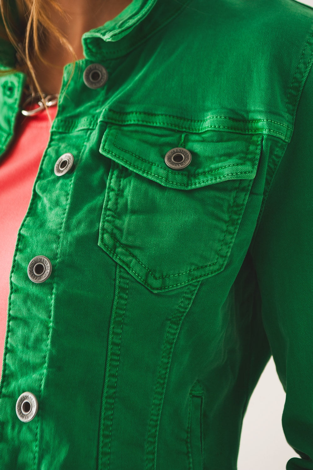 Giubbotto di jeans slim in verde
