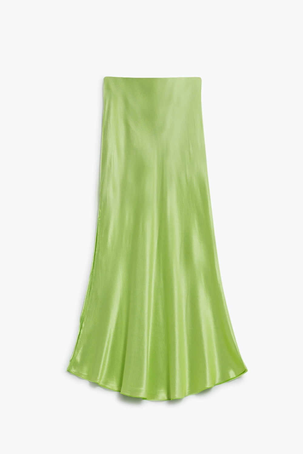 Gonna maxi in seta lime con spacco laterale