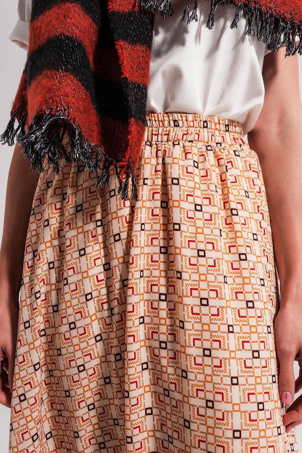 Gonna midi avvolgente stile anni 90 con stampa geometrica