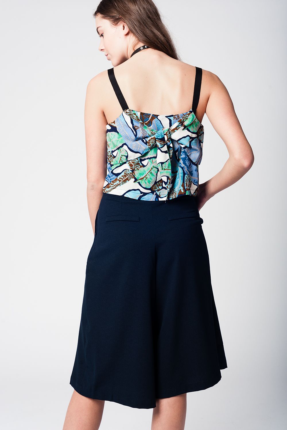 Gonna pantalone navy con bottoni