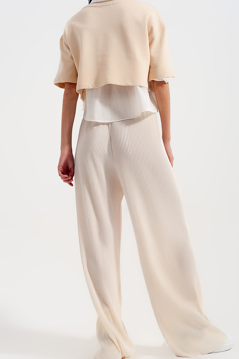 Gonna pantalone plissettata Crema