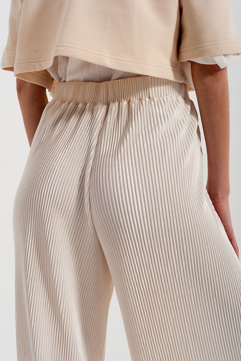 Gonna pantalone plissettata Crema