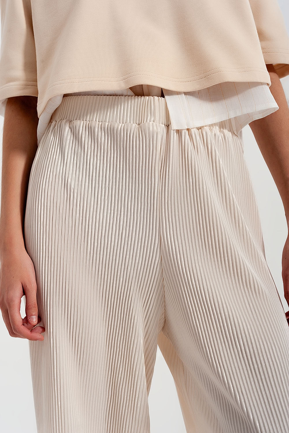 Gonna pantalone plissettata Crema