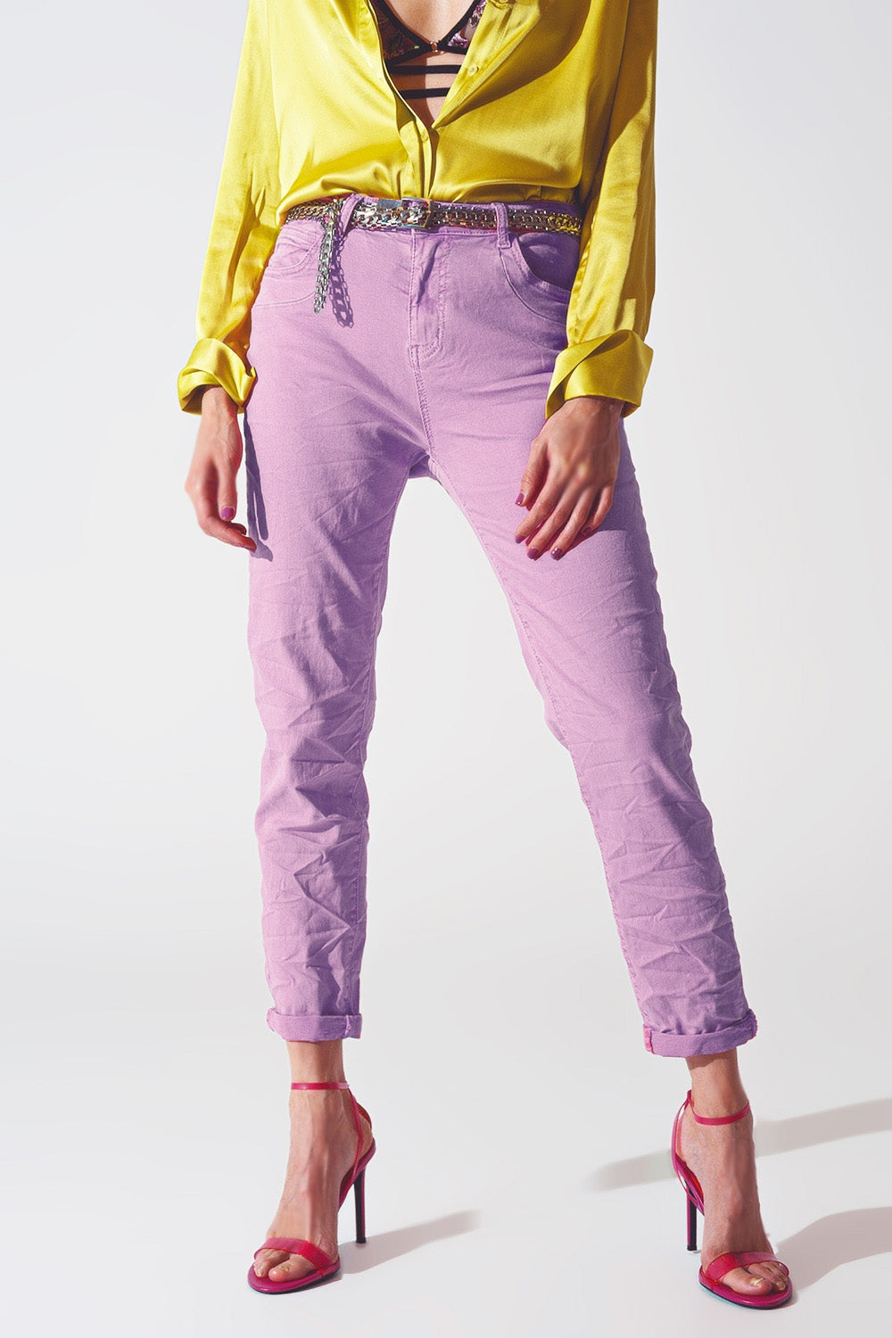 Jeans a gamba dritta in lila