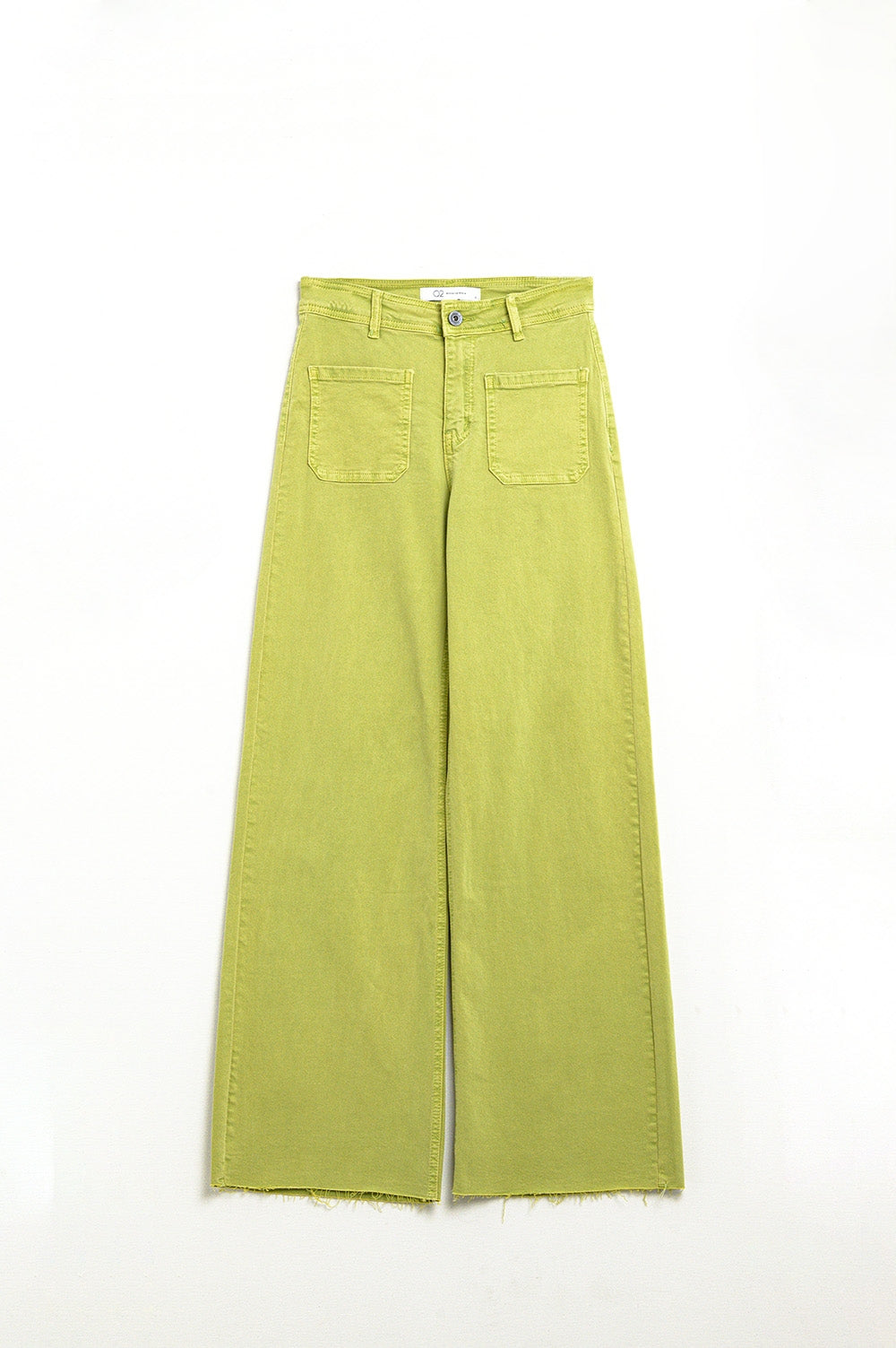 Jeans a gamba dritta verde lime con tasche frontali