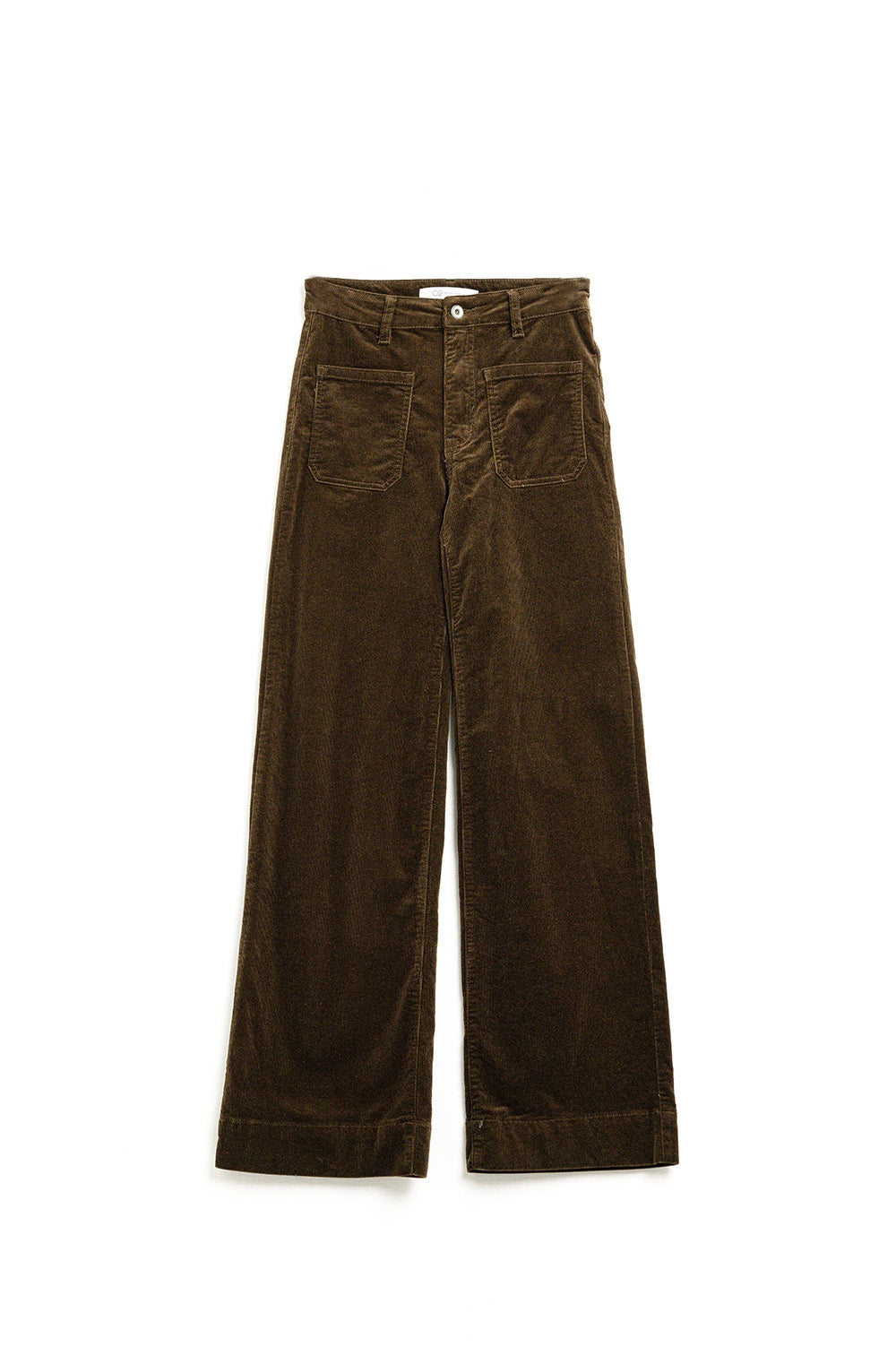 Q2 Jeans a gamba tesa in velluto a coste marrone con tasche