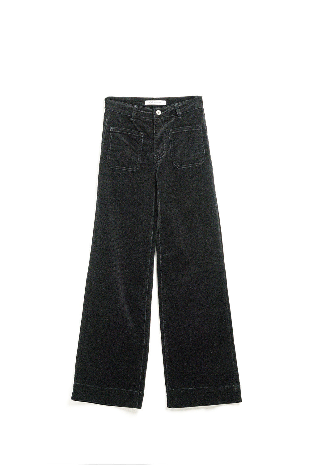 Q2 Jeans a gamba tesa in velluto a coste nero con tasche