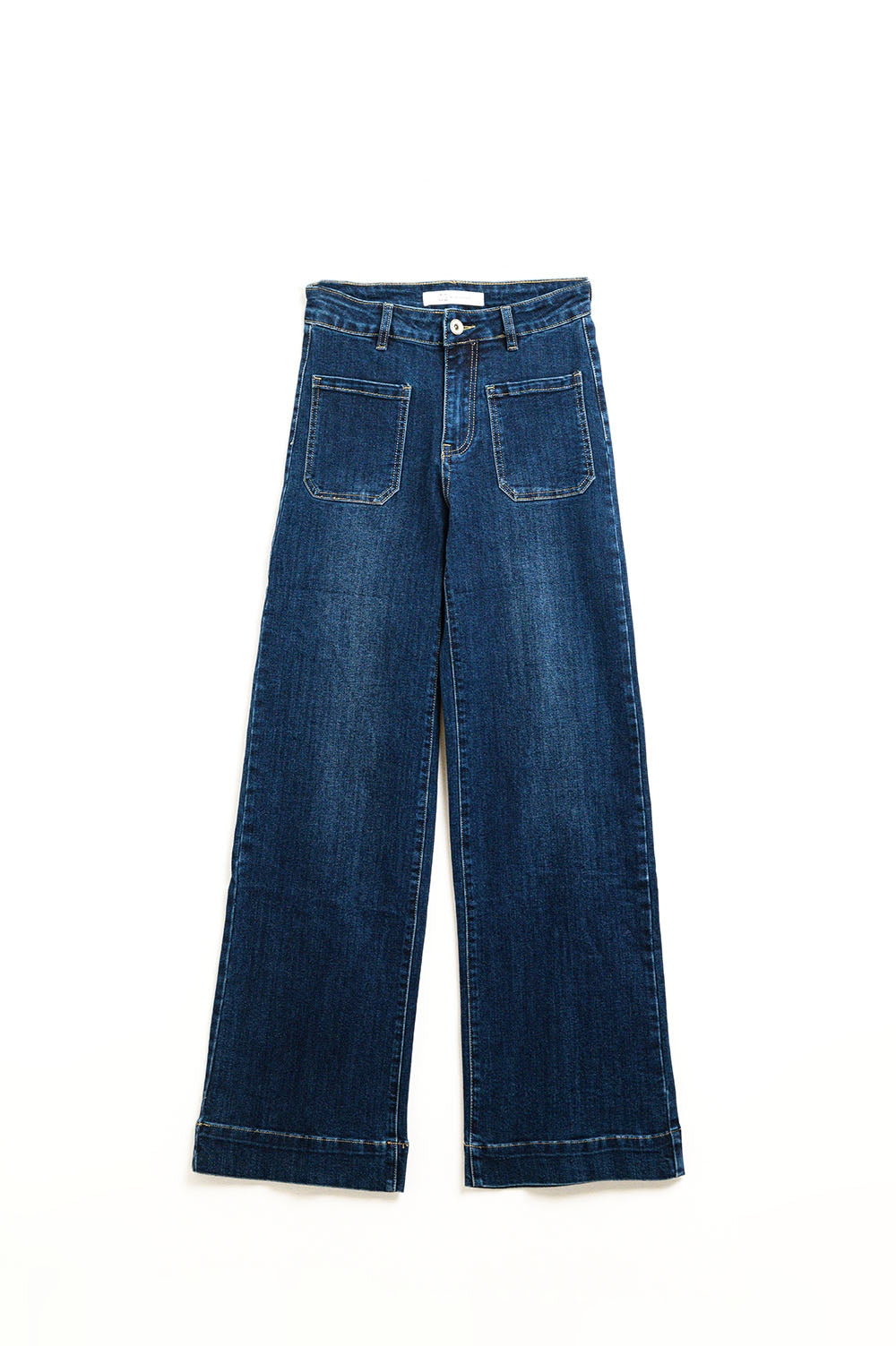 Jeans a lavaggio scuro con gamba larga e tasche