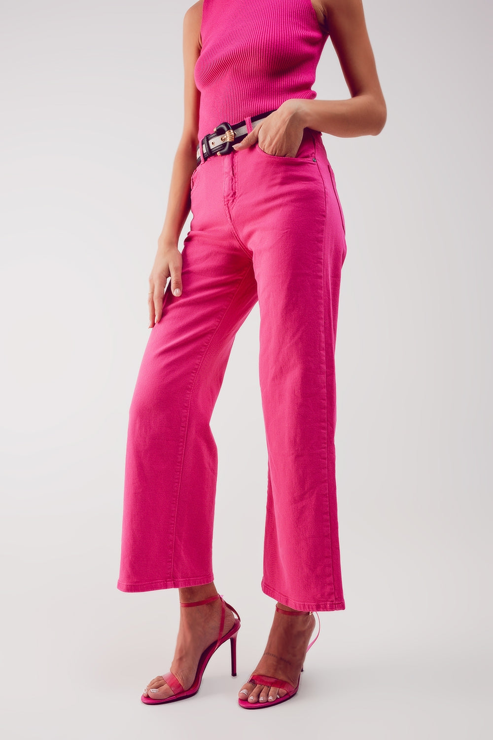 Jeans a Zampa alla Caviglia color fushia