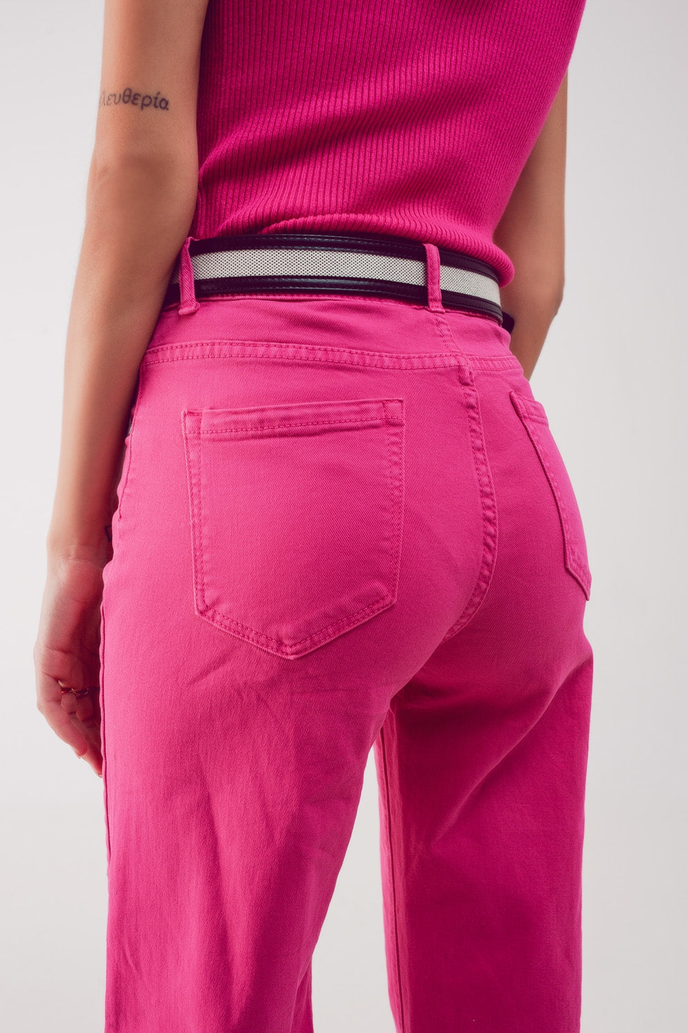Jeans a Zampa alla Caviglia color fushia