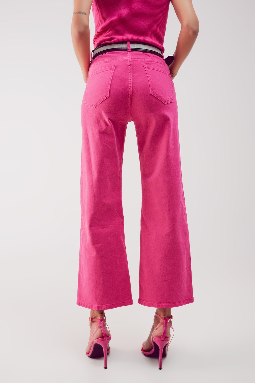 Jeans a Zampa alla Caviglia color fushia