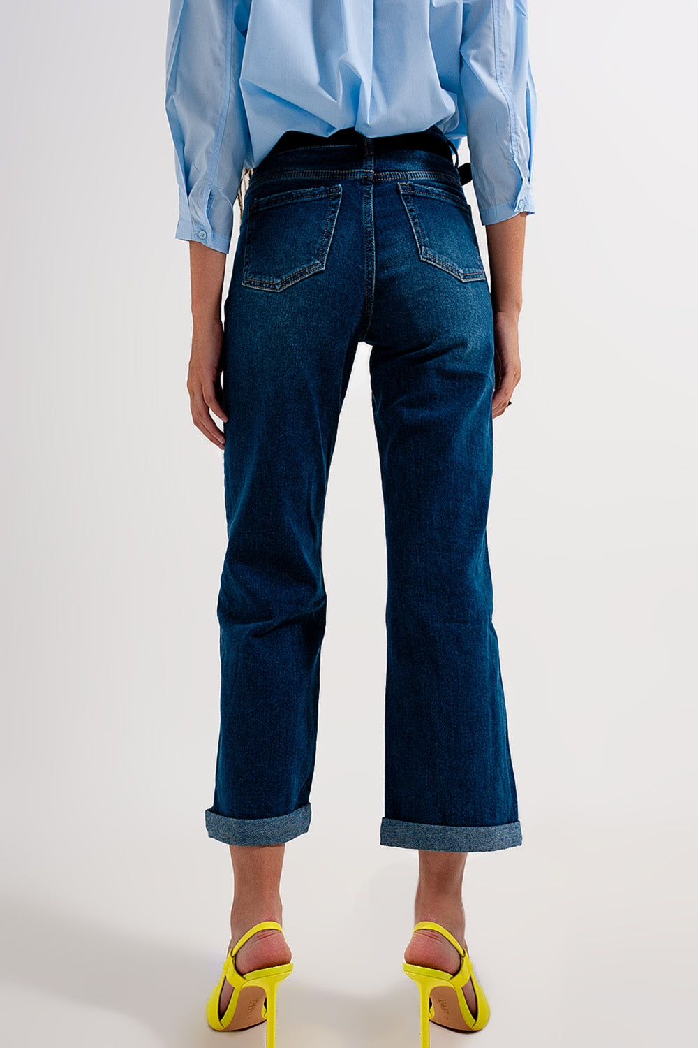 Jeans a zampa lavaggio denim medio stile anni 90