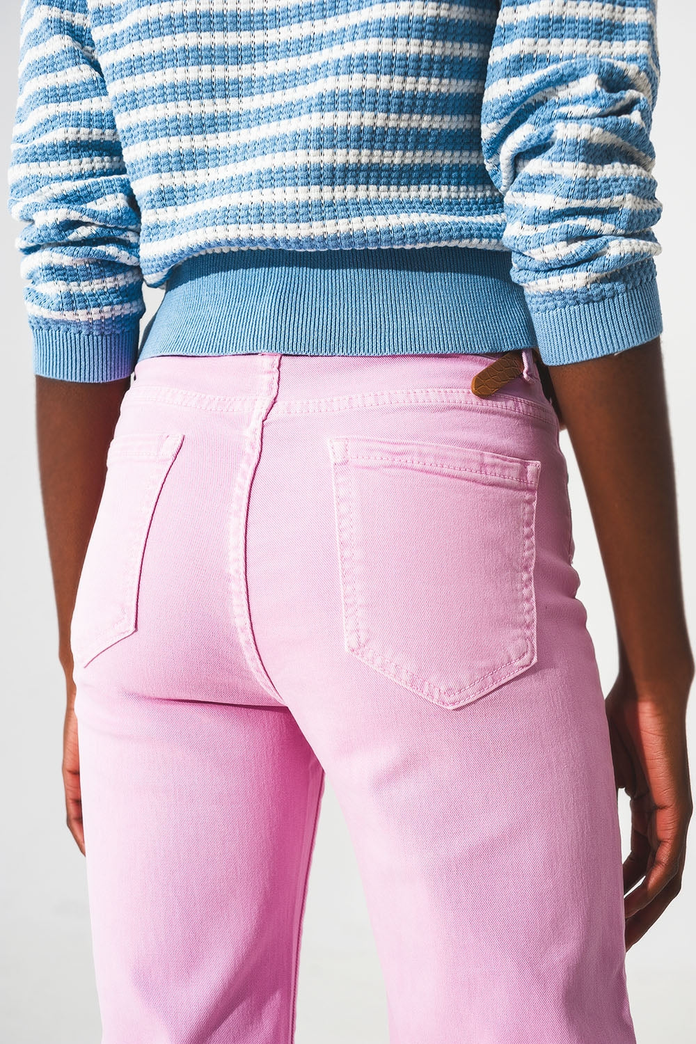 Jeans alla Caviglia color rosa chewing gum