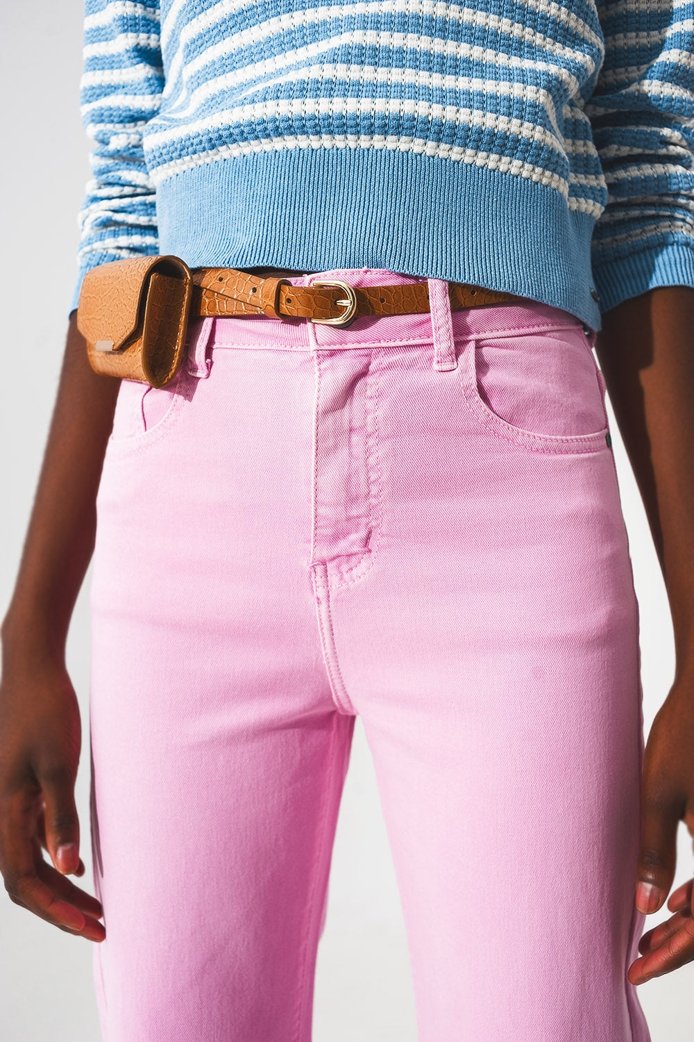 Jeans alla Caviglia color rosa chewing gum