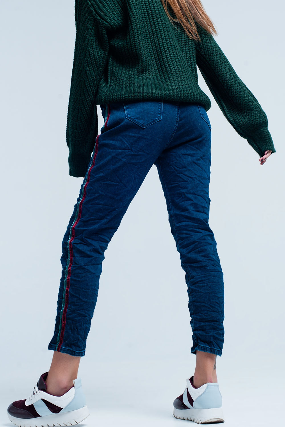 Jeans baggy Blu con striscia laterale
