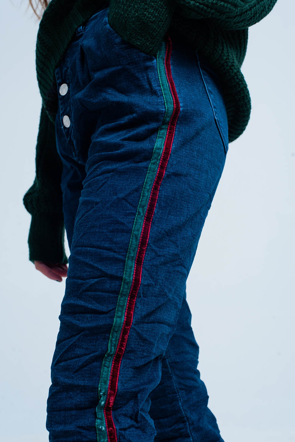 Jeans baggy Blu con striscia laterale