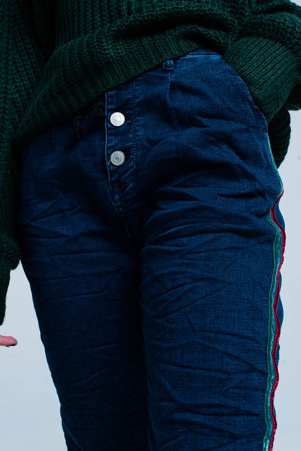 Jeans baggy Blu con striscia laterale